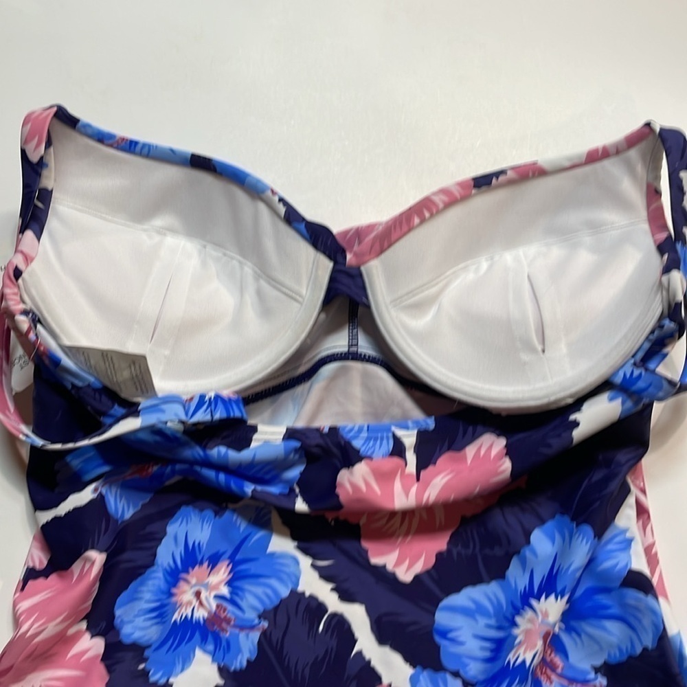 Island Escape Womens Tankini Swim Top Floral Print Bust Enhancer Size 8 NWT - Picture 3 of 5